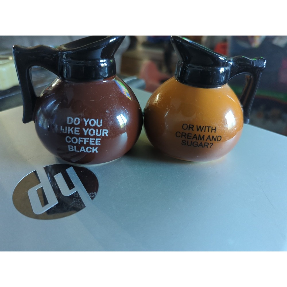 Magnetic Ceramic Salt & Pepper Shakers Good Morning Coffee Pots